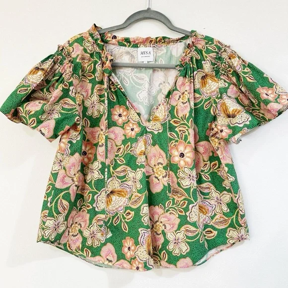 Misa Los Angeles Suparna Floral Blouse in Kelly Blossoms Size Medium - Picture 3 of 7